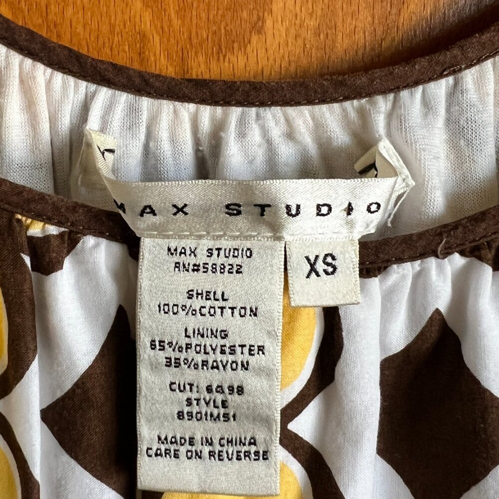 Max Studio Casual Dress Size X-Small in Yellow/Brown/White - Picture 4 of 5